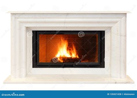 Classic Fireplace of White Italian Marble. Isolated on White Stock ...