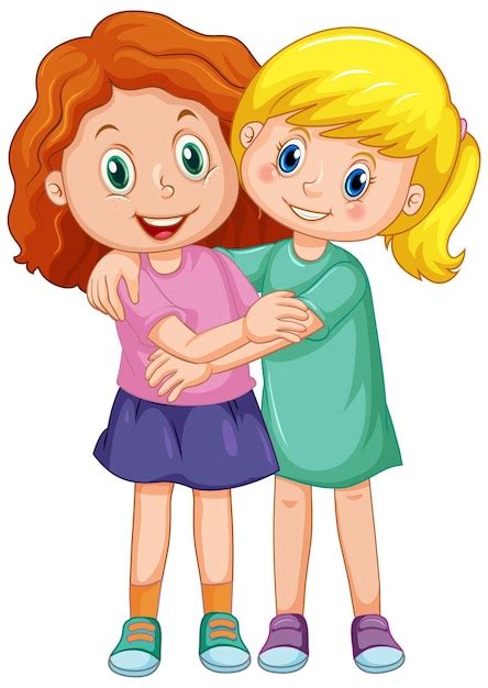 Free Vector | Two cute girls hugging each other