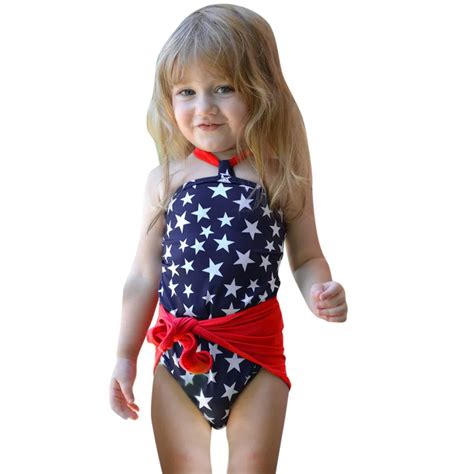 ToddlSummer Toddler Baby Girls 4th of July Star Wrap Swimsuit Bikini ...