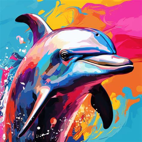 Colorful Dolphin Art: a Vibrant Splash of Pop Art Style Stock ...