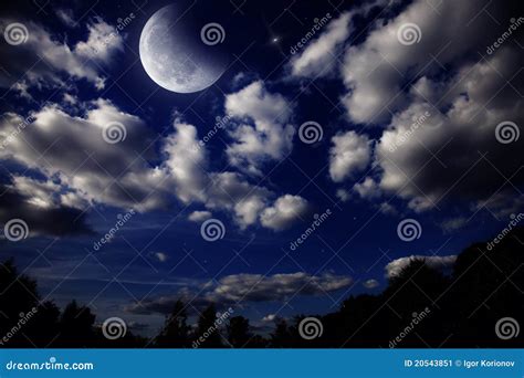 Night Landscape with the Moon Stock Image - Image of heavenly, color: 20543851