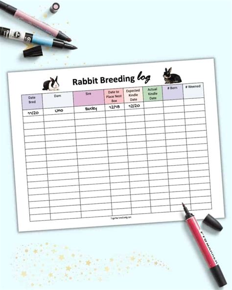 Free Printable Rabbit Breeding Log - Together Time Family