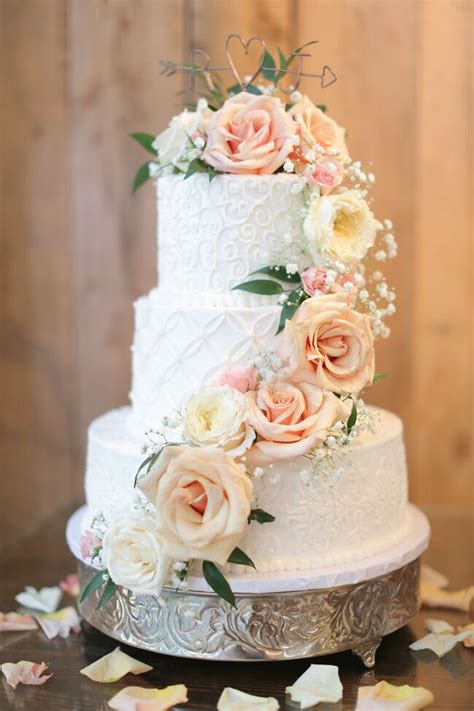 White Buttercream Wedding Cake Garden Roses