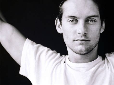 Download Tobey Maguire Black And White Wallpaper | Wallpapers.com