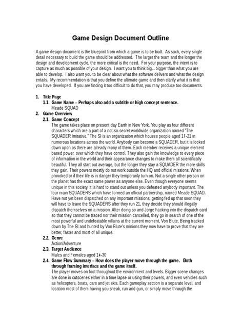 Game Design Document Template | PDF | Operating System | Central ...