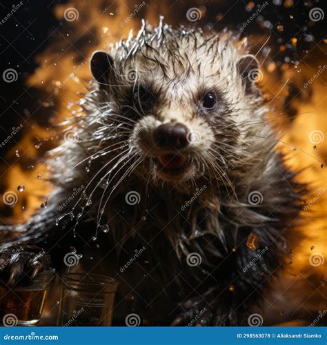 An Animal with Water Splashing on Its Face Stock Photo - Image of ...