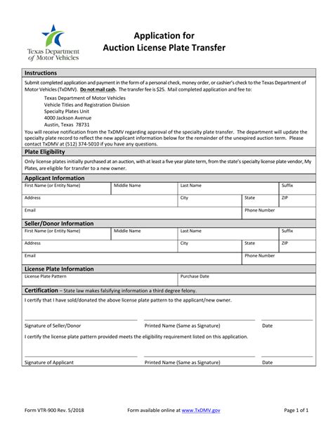 Form VTR-900 - Fill Out, Sign Online and Download Fillable PDF, Texas ...