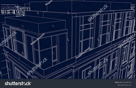 Residential Apartment Building Perspective 3d Drawing Stock Vector ...