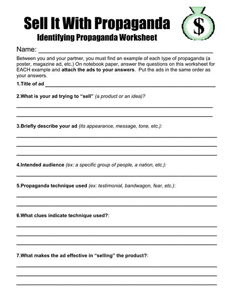 Identifying Propaganda Worksheet — db-excel.com