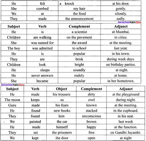 Samacheer Kalvi 12th English Vocabulary Sentence Patterns – Samacheer Kalvi