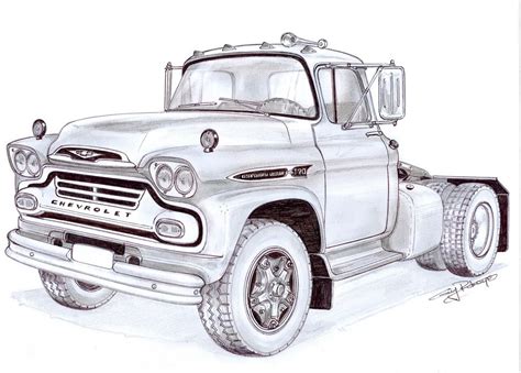 a drawing of an old chevrolet truck