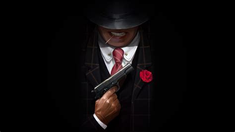 Download wallpaper 1920x1080 gangster with gun, minimal, artwork, full ...