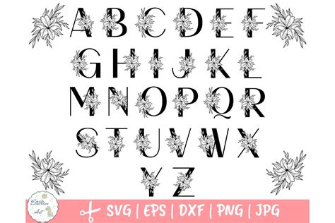 Floral Alphabet SVG Bundle, Floral letter svg, Botanical (677946) | Cut Files | Design Bundles