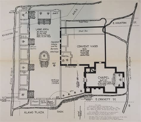 Layout of the Alamo during the Siege, Texas Revolution Military Map ...