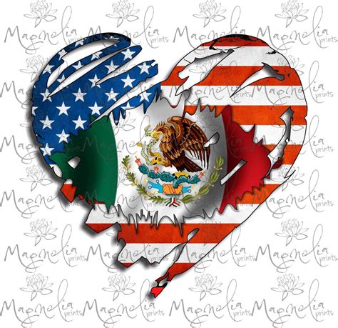 Digital File / USA and Mexican Flag Heart / Digital / Design File ...