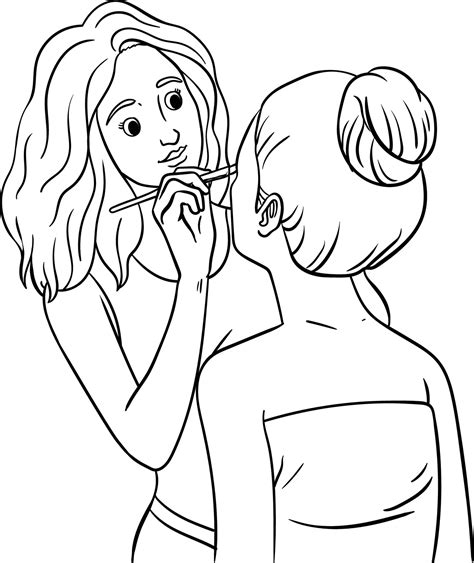 Makeup Artist Isolated Coloring Page for Kids 12697815 Vector Art at Vecteezy