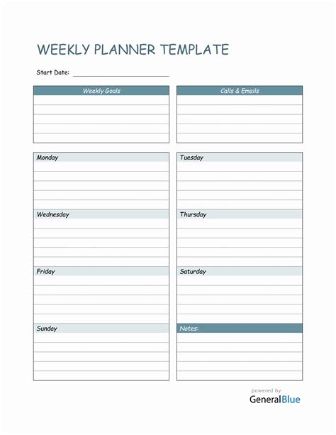 Weekly Planner Template in PDF