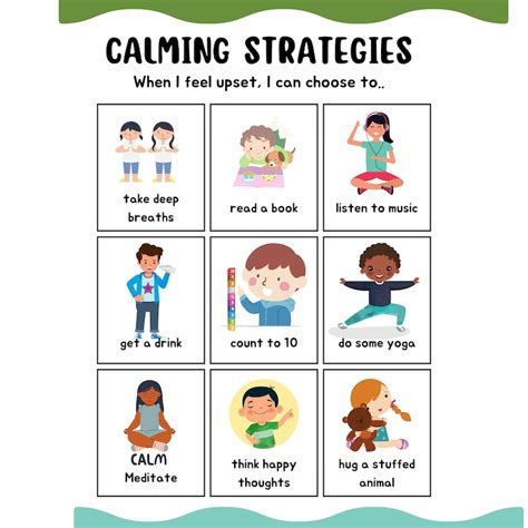 Calming Strategies Poster Calm Down Corner Emotions Chart for Kids Social Emotional Learning ...