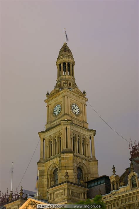 Town hall clock tower picture. Sydney by night, Sydney, Australia