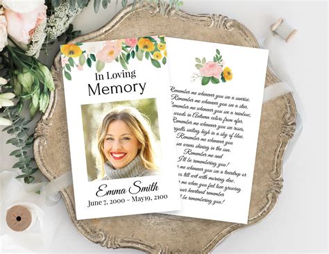 Funeral Remembrance Cards Template