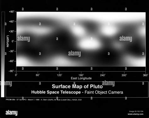 PLUTO: SURFACE, 1994. /nImage-based surface map of Pluto, assembled ...