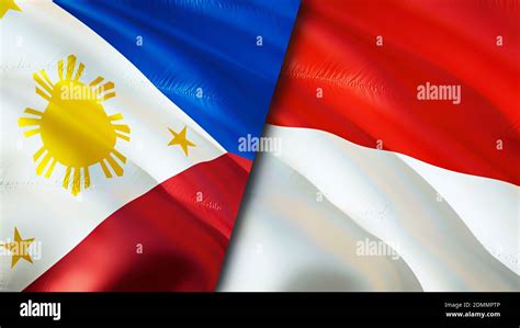 Philippines and Indonesia flags. 3D Waving flag design. Philippines Indonesia flag, picture ...