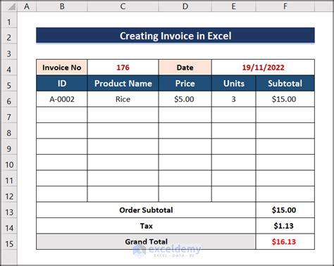 How to Create an Invoice in Excel with a Database - 5 Steps