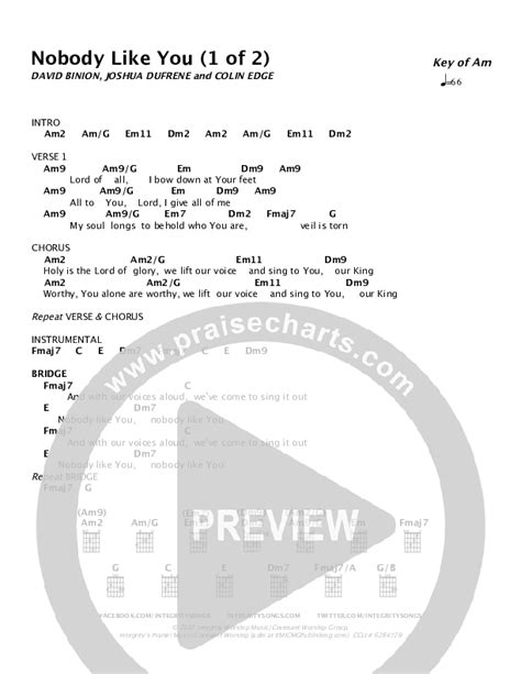 Nobody Like You Chords PDF (Covenant Worship) - PraiseCharts