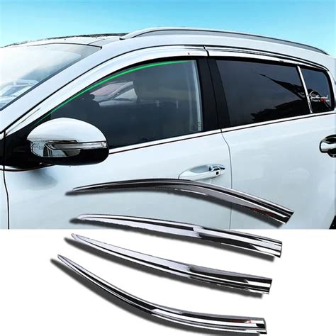 High Quality Plating chrome color Car Window Visor Wind Deflector Sun Rain Guard Defletor 4pcs ...