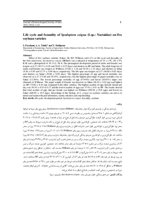 (PDF) Life cycle and fecundity of Spodoptera exigua (Lep.: Noctuidae ...