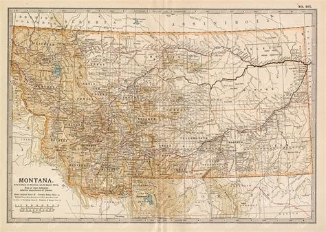 VINTAGE Map of Montana - 1902 Antique Print | Century Library