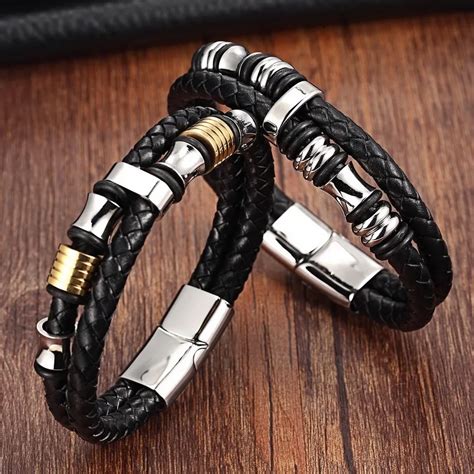 Aliexpress.com : Buy XQNI Fashion Men Bracelets Leather Stainless Steel ...