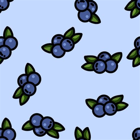 Premium Vector | Cute cartoon flat style blueberry seamless pattern