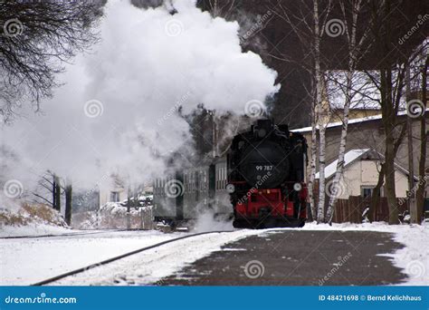 Nostalgic Steam Train in Winter Stock Photo - Image of engine, coal ...