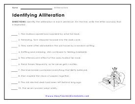 Alliteration Worksheets