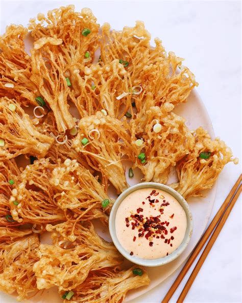 Crispy Enoki Mushrooms with Spicy Mayo - Good Old Vegan | Recipe | Cooking, Vegan recipes ...