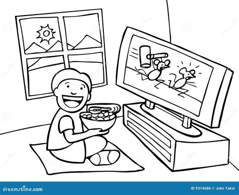 Watching Tv Coloring Black White Coloring Stock Illustrations – 8 ...