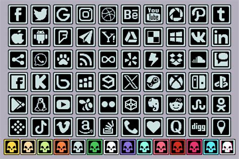 Free Social Media Icons Pixel Art Download - CraftPix.net