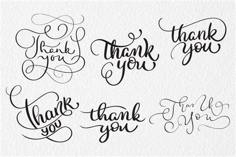 Thank You Calligraphy Lettering Collection on Yellow Images Creative Store