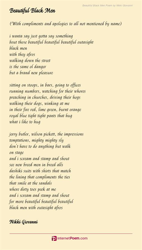 Beautiful Black Men Poem by Nikki Giovanni