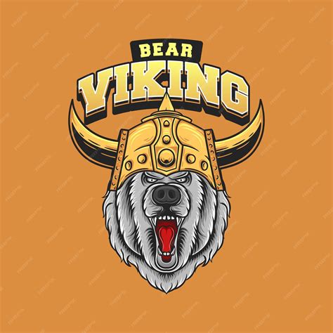 Premium Vector | Head bear mascot logo viking helmet vector illustration