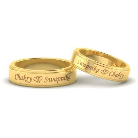 Entangled-Heart-and-Name-Engraved-Gold-Love-Bands1 | Couple wedding ...