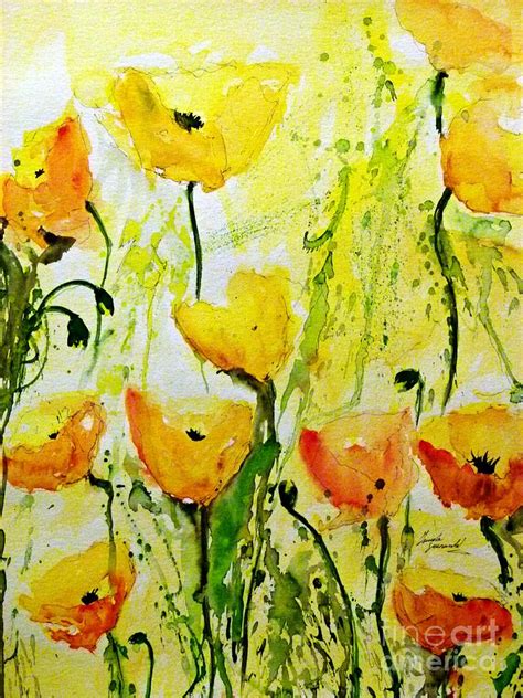 Yellow Poppy 2 - Abstract Floral Painting Painting by Ismeta Gruenwald - Pixels