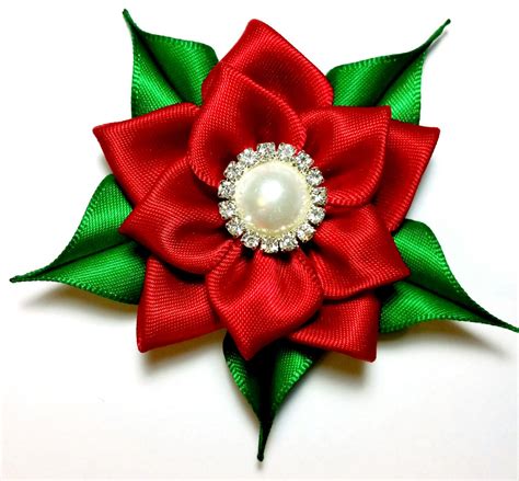 Holiday Hair Clip Christmas Hair Bow Poinsettia Hair Clip