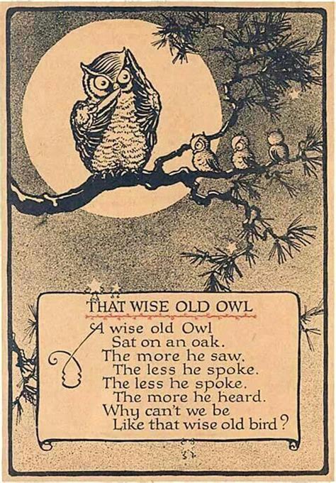 Wise Old Owl | Classic poems, Childrens poems, Inspirational words