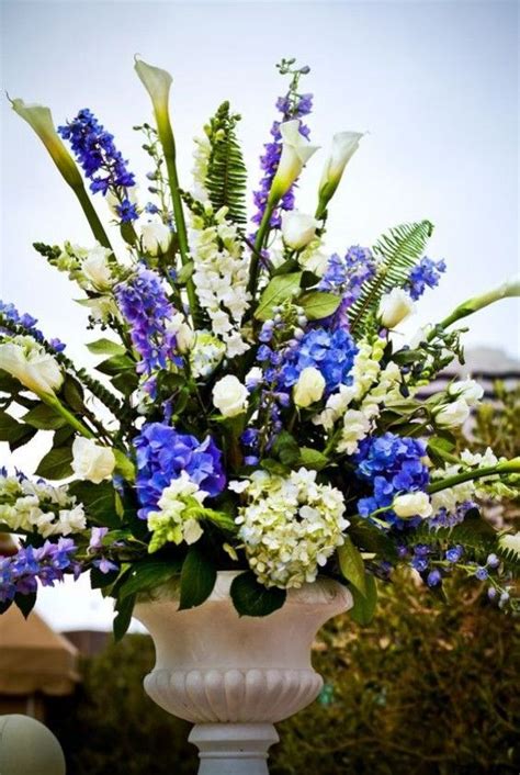 Create a Stunning Wedding Floral Arrangement with Larkspur Flower | Blue flower arrangements ...