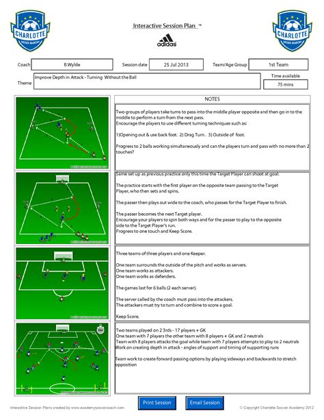 Printable Football Session Plan Template - Printable Word Searches