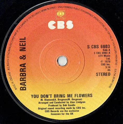 Barbra & Neil – You Don't Bring Me Flowers (1978, Solid Centre, Vinyl) - Discogs