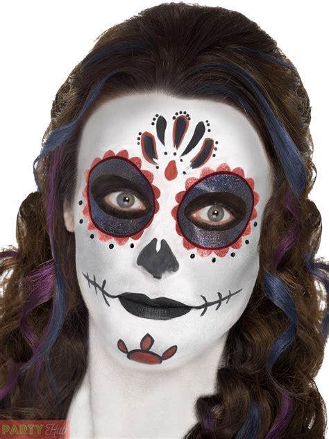 Day of the Dead Makeup Tattoo Kit Halloween Sugar Skull Fancy Dress ...