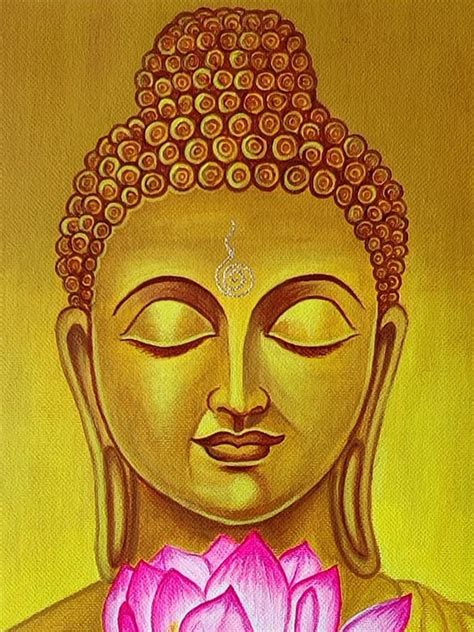 Meditating Buddha With Lotus Flower Painting | With Frame | Acrylic On ...